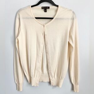 Loro Piana Size 42 • Cream Cashmere Cardigan Sweater Jumper.
